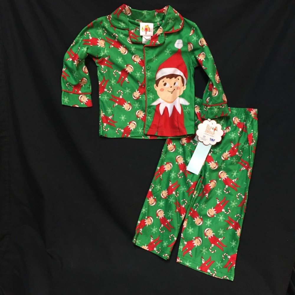Elf On The Shelf Boys Pajamas 2T 2-Piece Set Green Pants Shirt Christmas Holiday